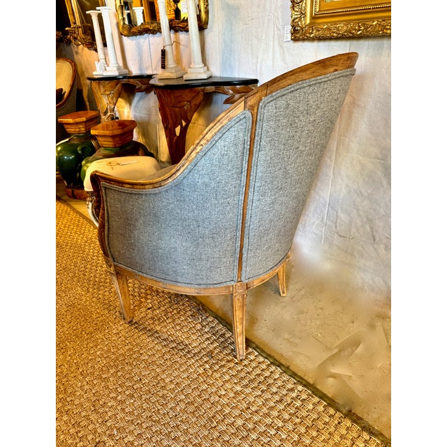 Pair Empire-Style Barrel-Back Bergeres, C. 1935-1940's For Sale - Image 9 of 13