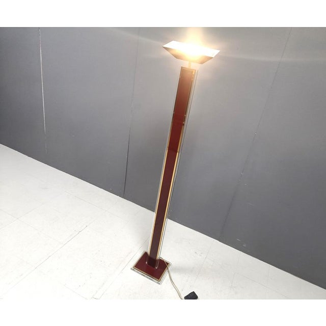 Metal Vintage Brass and Acrylic Glass Floor Lamp, 1970s For Sale - Image 7 of 9