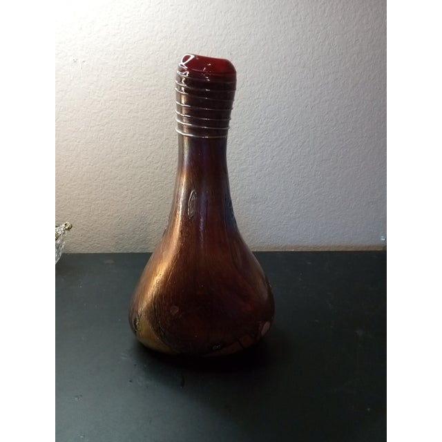 STUNNING Signed Herb A Thomas iridescent aurene oil-spot millefiori 11" Vase This exquisite 11" vase is a true...