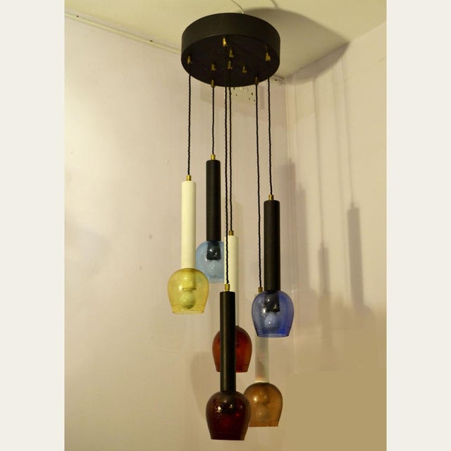 1960s Italian Hanging Light in Hand Blown Coloured Glass from Stilnovo, 1960s For Sale - Image 5 of 12