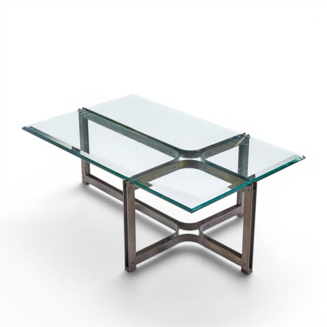 Tom Lopinski for Dunbar Mid Century Bronze, Rosewood and Glass Coffee Table For Sale In Chicago - Image 6 of 10