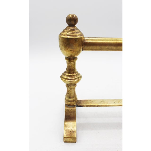 Early 20th Century English Edwardian Period Pair of Georgian Revival Brass Tool Rests For Sale - Image 4 of 7