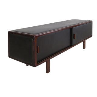 Sideboard Bench in Wood and Leather, Finland, 1950s For Sale
