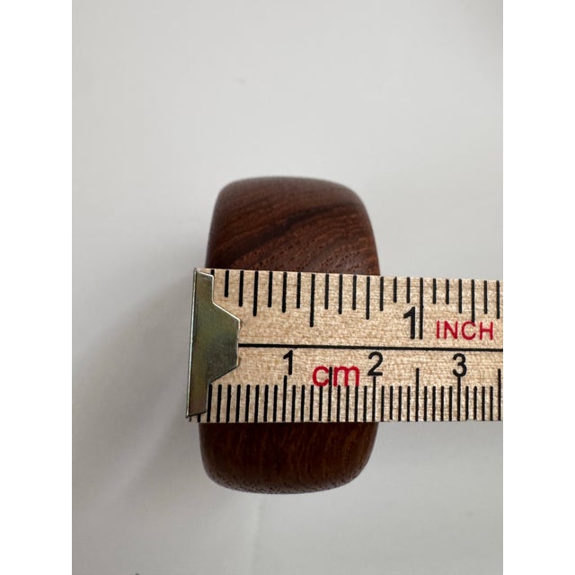 Brown Vintage Mid-Century Modern Sculptural Solid Wood Napkin Rings - Set of 12 For Sale - Image 8 of 8