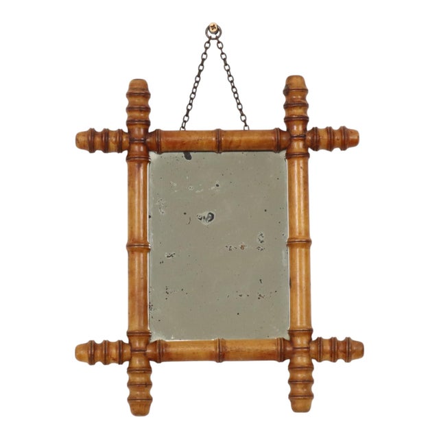 Antique Wooden Faux Bamboo Chinoiserie Mirror, 1890s For Sale - Image 10 of 14