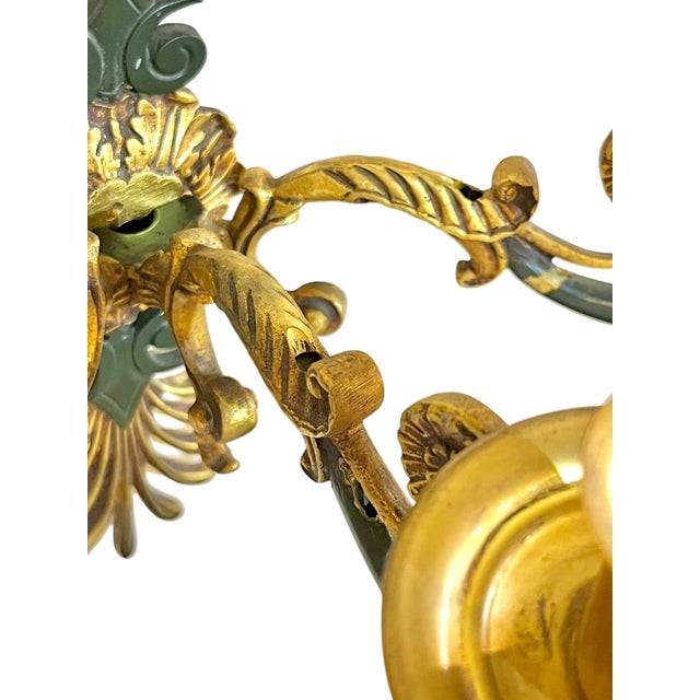 Antique Pair French Empire Gilt Bronze Candle Sconces Floral Scroll Arms For Sale - Image 15 of 17