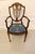 Fine quality antique mahogany inlaid desk chair having a fine quality mahogany inlaid shield shaped back inlaid with...