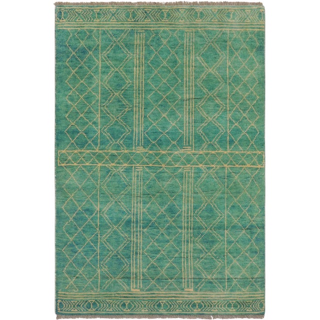 Modern Balochi Tiana Hand Knotted Wool Rug - 3'5'' X 4'11'' For Sale - Image 10 of 10