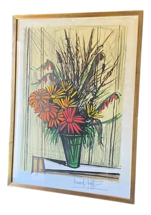 Bernard Buffet, Still Life with Flowers, 1950s, Lithograph, Paper