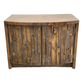 Vintage Brutalist Lane Pueblo Line Nightstand Cabinet For Sale