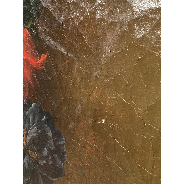 1980s Large Signed Dutch Master-Inspired Floral Still Life Oil Painting on Canvas, Framed For Sale - Image 14 of 18