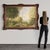 Great mid-20th-century Italian painting. Oil on masonite artwork depicting a luminous countryside view with figures in...