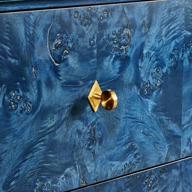 True Blue Burl 3 Drawer Chest - For Sale - Image 4 of 8