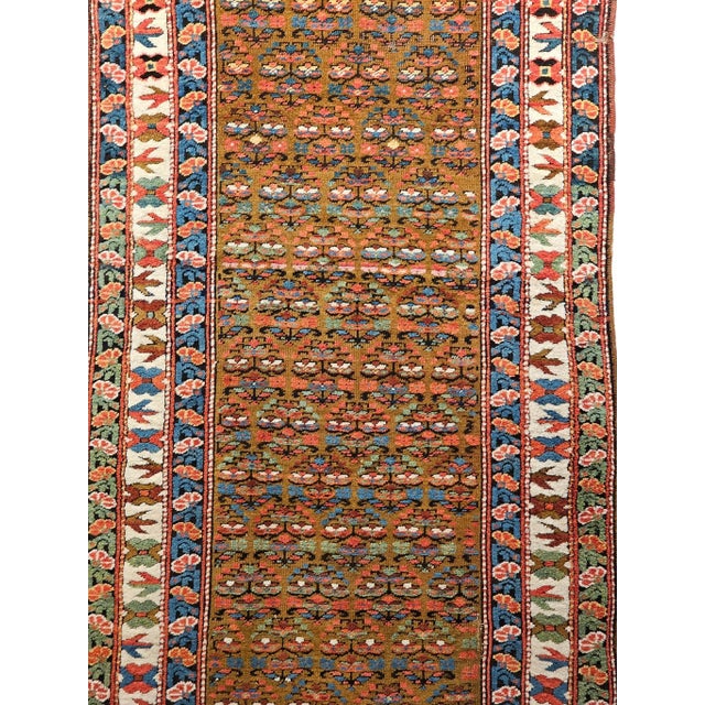 Vintage Kurdish Camelhair Runner Rug, Hand-KnottedWool, Allover Pattern, 4x14, Camelhair & Ivory For Sale In Chicago - Image 6 of 12