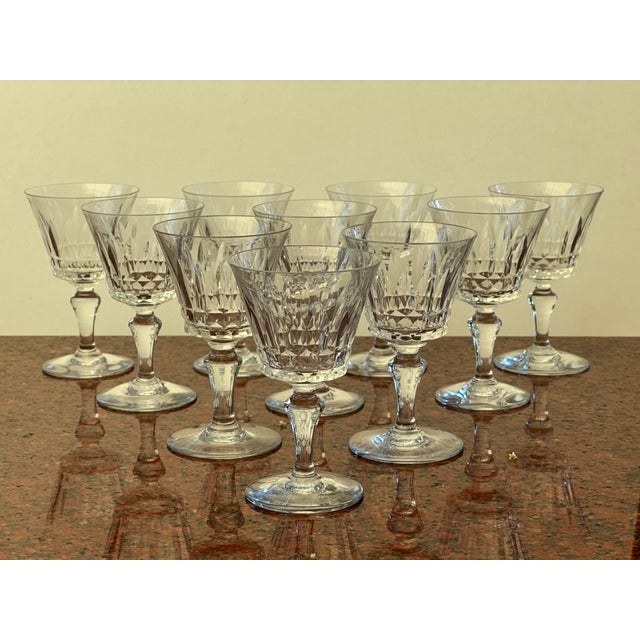 Glass Piccadilly Wine Glasses in Crystal from Baccarat, 1959, Set of 10 For Sale - Image 7 of 10