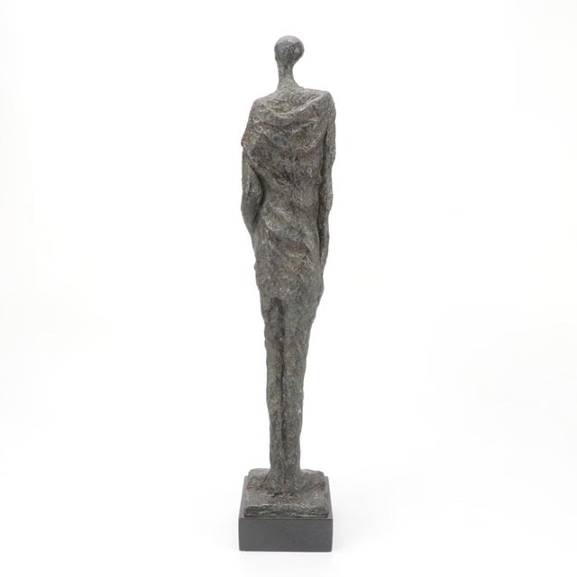 Pair of Vintage Brutalist Style Patinated Bronze Tall Figures After Alberto Giacometti For Sale - Image 11 of 12