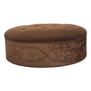 Metallic Oval Tuffed Ottoman For Sale