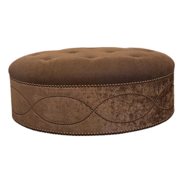 Metallic Oval Tuffed Ottoman For Sale