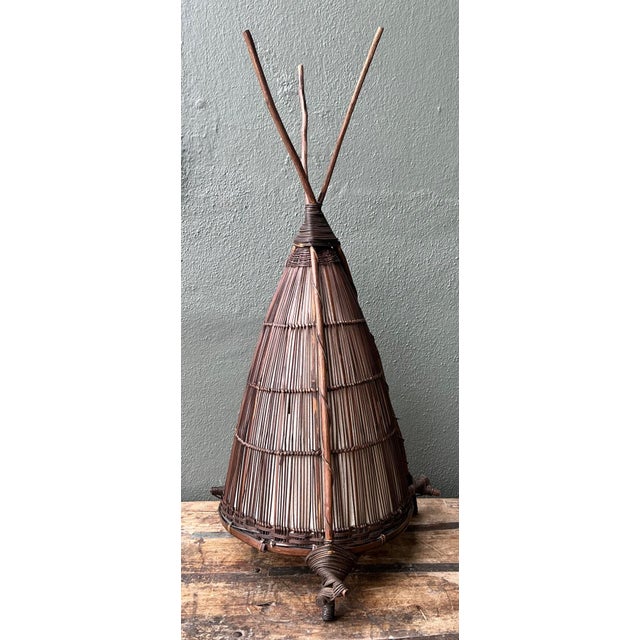 Late 20th Century Vintage Japanese Woven Reed Lamp For Sale - Image 5 of 18