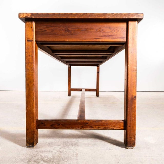 French Pitch Pine Rectangular Dining Table, 1950s For Sale - Image 9 of 11