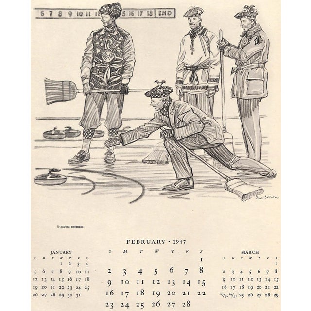 1940s Paul Brown 1947 Calendar for Brooks Brothers For Sale - Image 5 of 15