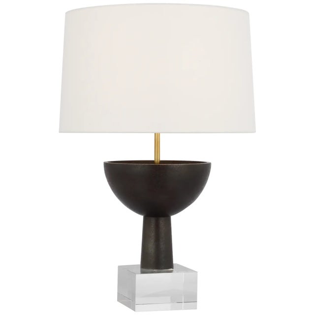 Ray Booth by Visual Comfort Signature Eadan 26" Table Lamp in Warm Iron with Linen Shade For Sale
