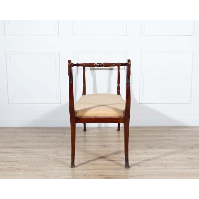 19th Century 19th Century Neapolitan Empire Bench in Solid Mahogany with Swan Motifs For Sale - Image 5 of 9