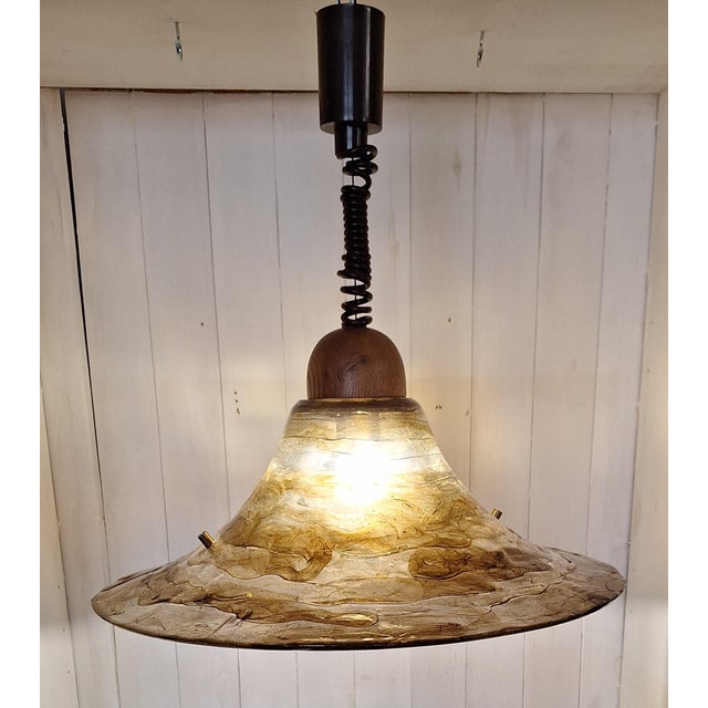 Vintage Height-Adjustable Ceiling Lamp with Plastic Shade from Cristallux, 1980s For Sale - Image 9 of 9