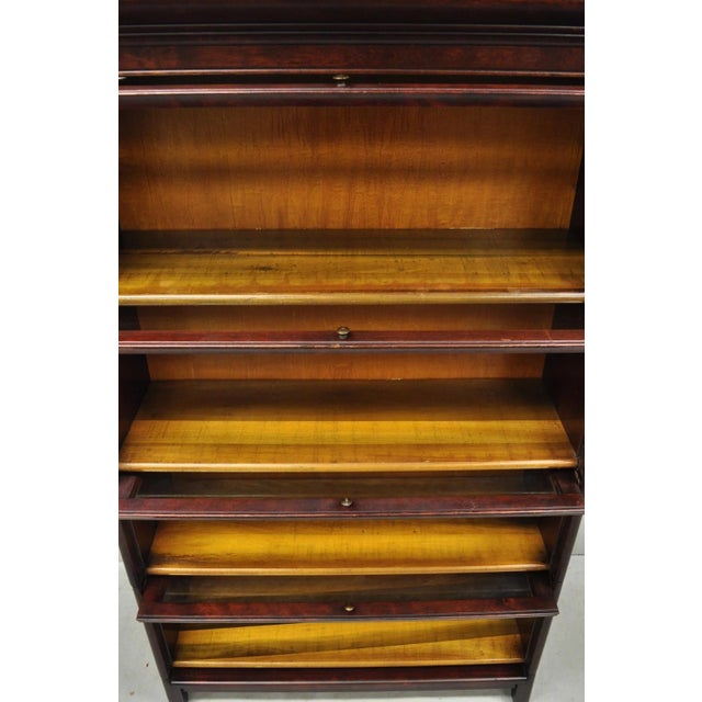 Antique Mahogany 4 Section Barrister Bookcase Glass Door Stacking Lawyer Cabinet For Sale - Image 12 of 16