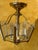 Metal Vintage Brass and Glass 3 Light Fixture For Sale - Image 7 of 7