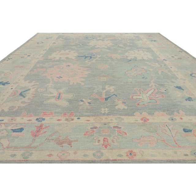 Vintage Light Blue Oushak Rug, 10'00 X 13'10 For Sale - Image 4 of 9