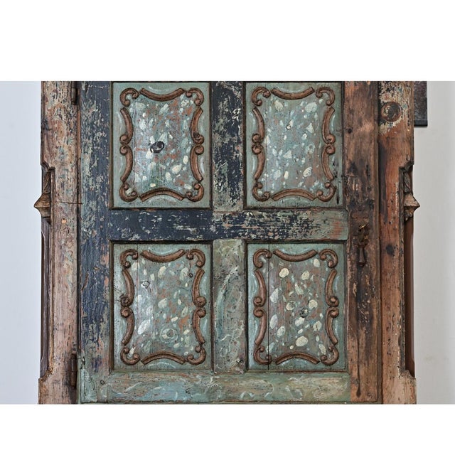 Portuguese Wall Cabinet Made with 19th Century Door For Sale - Image 4 of 13
