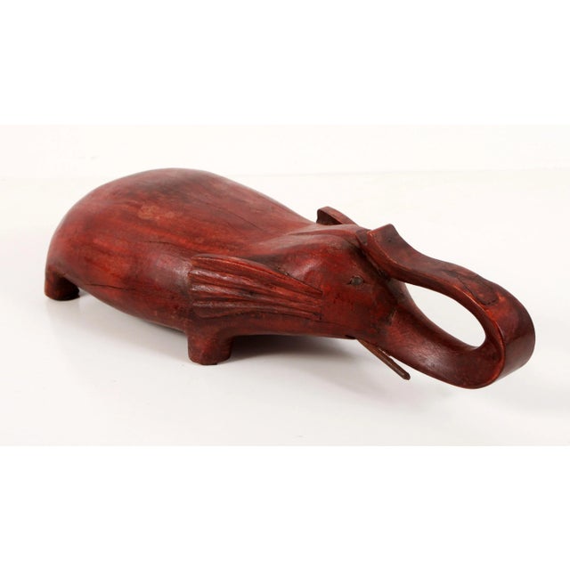 Mid 20th Century Carved Chinese Elephant Opium Pillow in Oxblood Red For Sale - Image 5 of 12