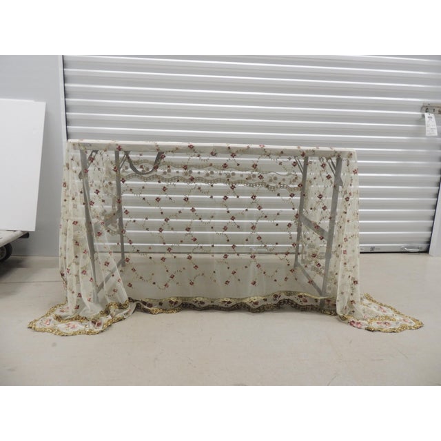 Indian Red and Green Embroidered on Sheer Fabric Tablecloth/Table Topper. Size: 63"W x 94"L