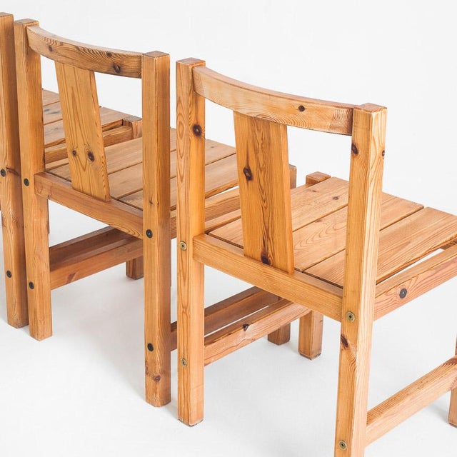 Vintage Dining Chairs and Bench in Pine from Sotka Oy, Finland, 1970s, Set of 5 For Sale - Image 11 of 16