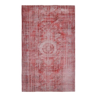 1970s Vintage Turkish Oushak Handmade Wool Cotton Red Area Rug For Sale