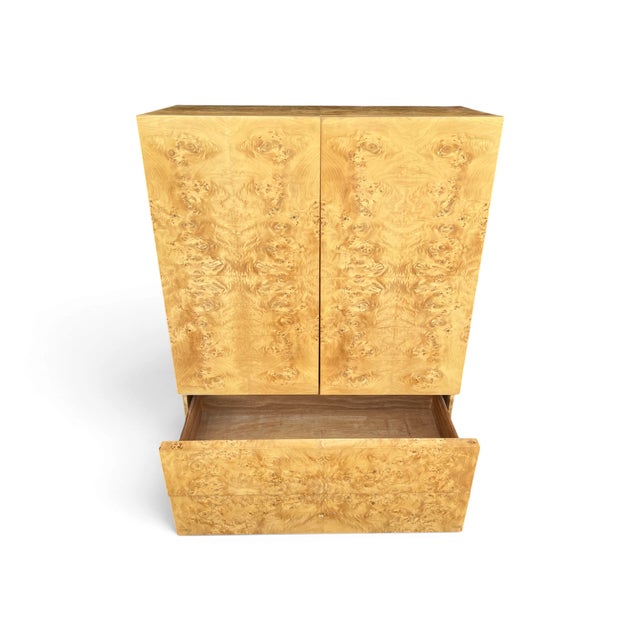 1970s Double Door Burl Wood Armoire Wardrobe in a Manner of Milo Baughman For Sale - Image 12 of 13