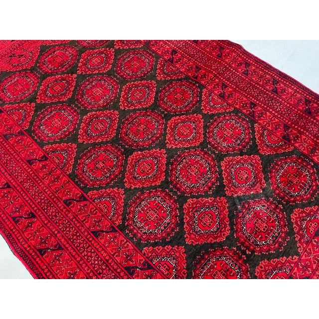 Islamic Vintage Afghan Ersari Turkmen Bokhara Gul Rug - 6'3" X 4'0" For Sale - Image 3 of 13