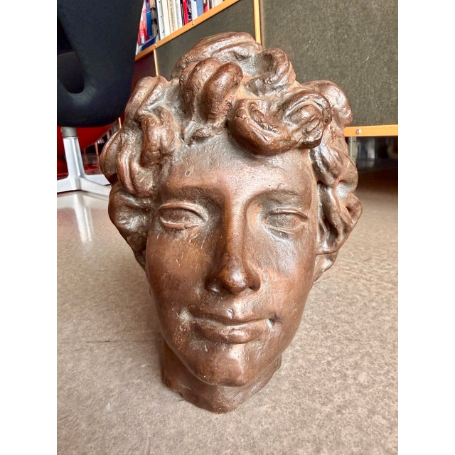 Metal Vintage Bronze Head Fragment Life-Size Figure Bust For Sale - Image 7 of 11