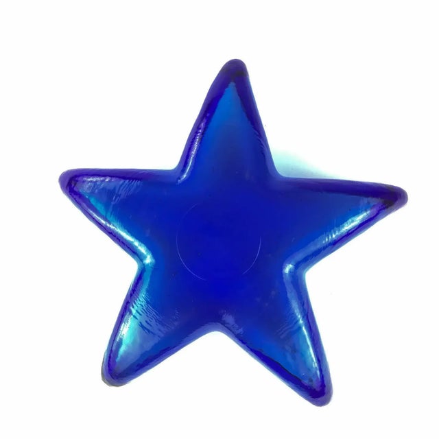 Cobalt Blue Glass Art Star Design Trinket Plate For Sale In Portland, ME - Image 6 of 9