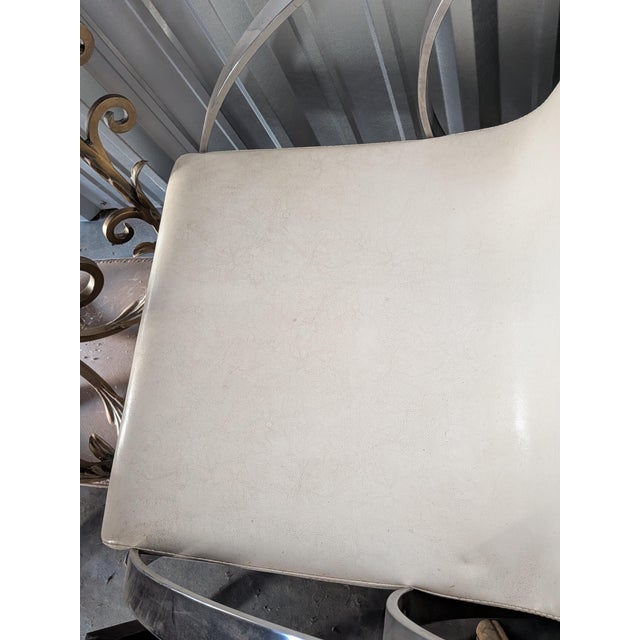 Late 20th Century Off White Chrome Leather Rocking Chair For Sale - Image 12 of 12