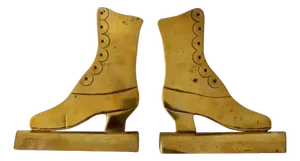 Antique Brass Victorian Boot Mantel Ornaments Pair