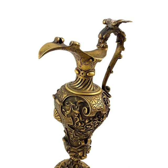 Gold 19th Century Italian Renaissance Revival Cast Gilt Bronze Ewers, Set of 2 For Sale - Image 8 of 12