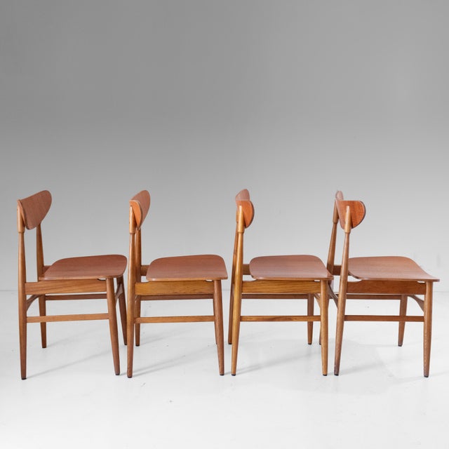 1960s Scandinavian Wood Dining Chairs in the the style of Hans J. Wegner, 1960s, Set of 4 For Sale - Image 5 of 14