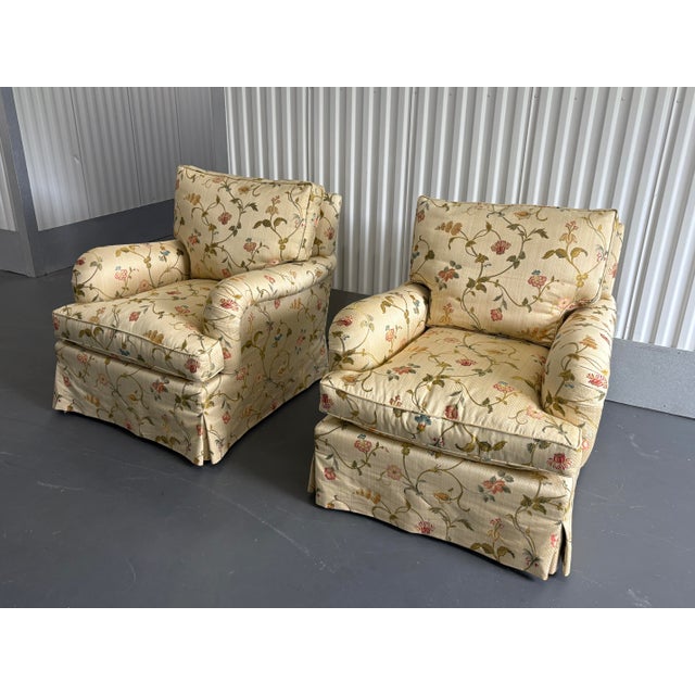 Scalamadre "Millefiori" Floral Upholstered Rolled Arm Club Chairs - A Pair For Sale In New York - Image 6 of 12