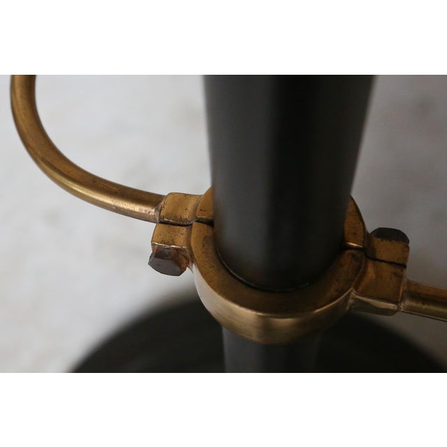 Mid-Century Black Metal and Brass Coat Rack attributed to Jacques Adnet, France, 1950s For Sale - Image 6 of 14