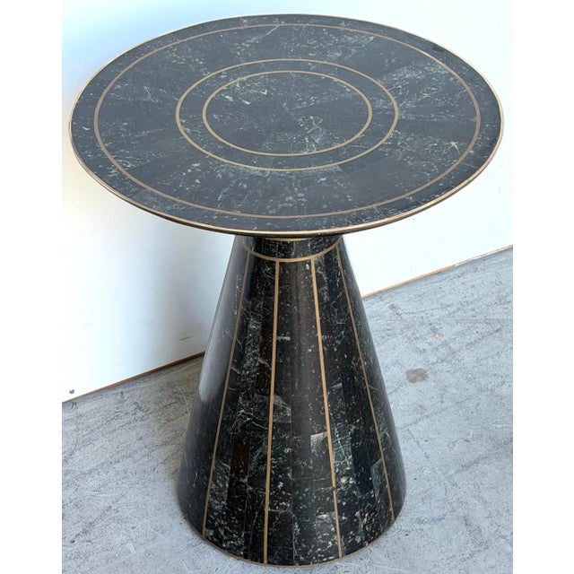 Modern Brass-Inlaid Tessellated Marble Side Table, Attributed to Maitland Smith For Sale - Image 13 of 14