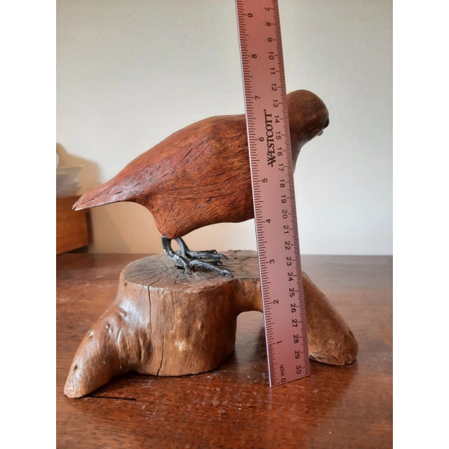Folk Art Vintage Folk Art Carved Wood Bird Quail For Sale - Image 3 of 12