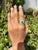 Art Deco Heart Cut Green Emerald and Diamond Ring in 18k Yellow Gold Size 7 ( All Sizes Available) For Sale - Image 3 of 16