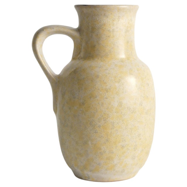Mid-Century Modern Grey and Yellow Stoneware Vase by Strehla, 1970s For Sale